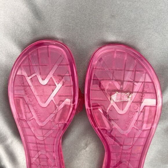Vince Camuto Evolet Jelly Thong Women’s 10 Pink‎ Chain Flip Flops Summer Worn 1x - Picture 13 of 17
